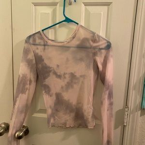 Pink and grey sheer crop top from Love, fire